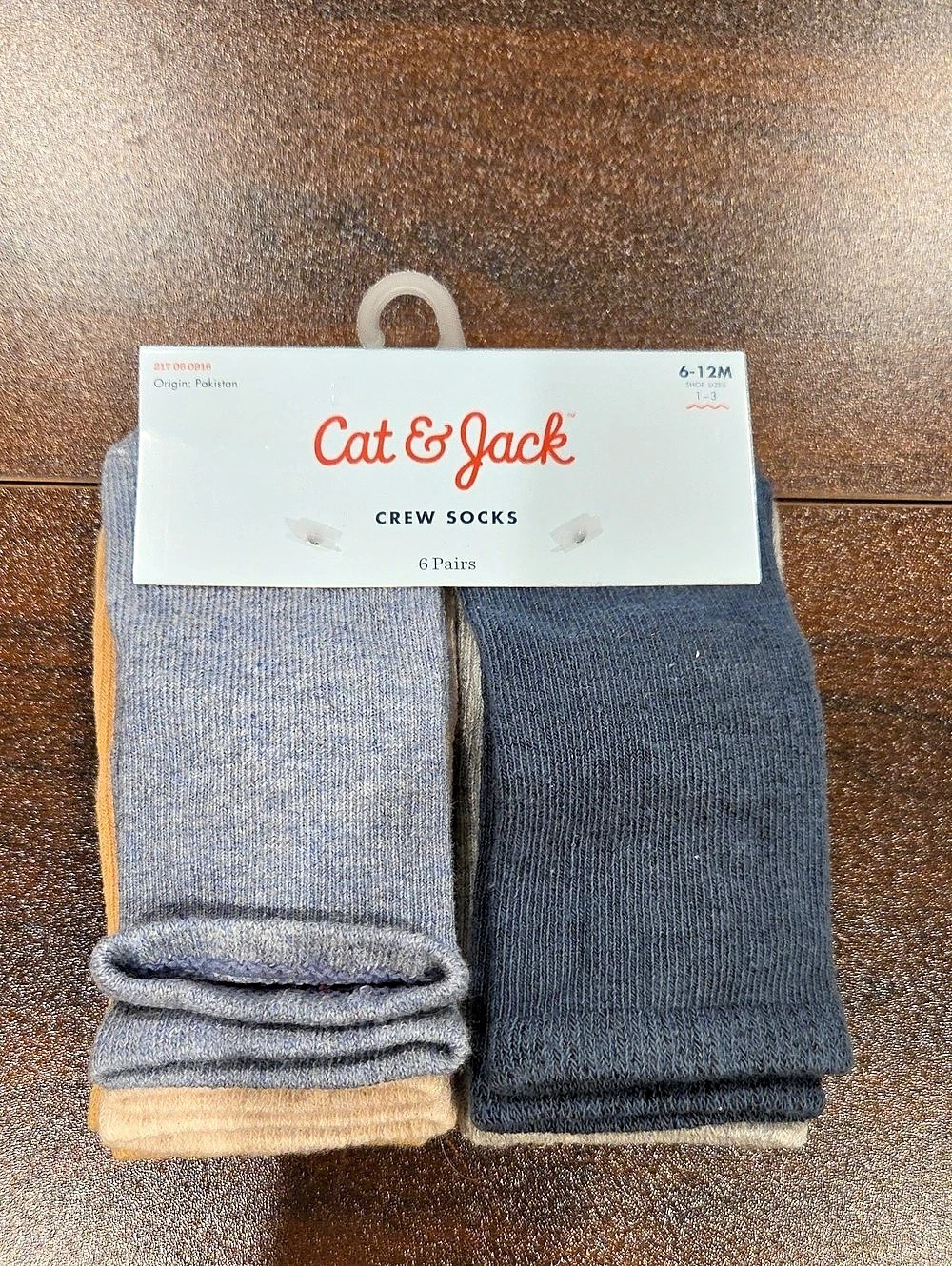 Cat & Jack Crew Socks 12-Pair Gray & Tan Girls 6-12M NWT